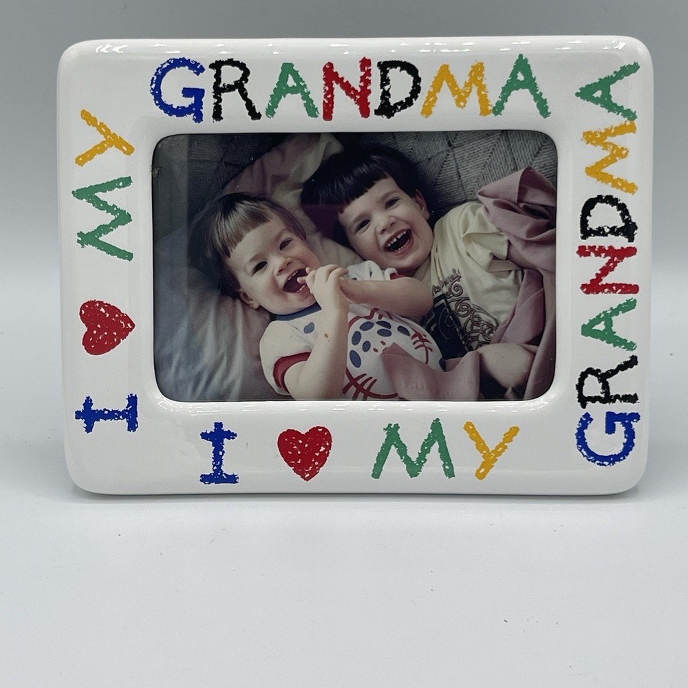 Vintage 90's 80's Ceramic Frame I Love My Grandma Multicolor Letters 4x6 Photo